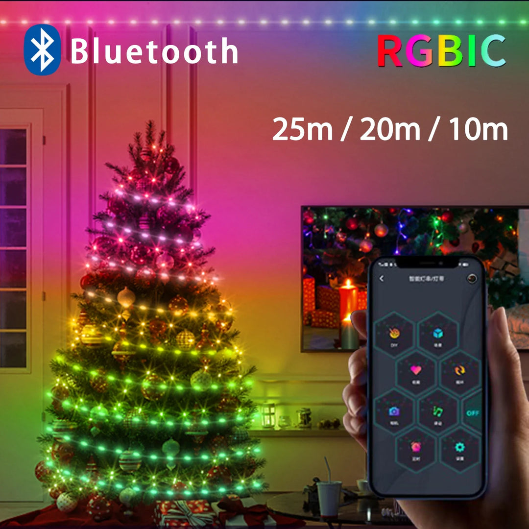 Bluetooth Fairy String Julelys - Vanntett LED Girlander for Juletre, App- og Fjernkontrollert Høytidsdekorasjon