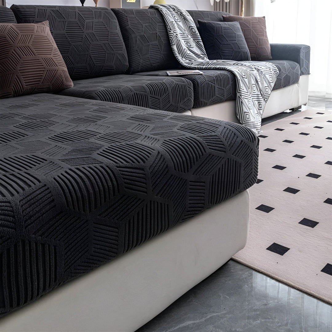 Jacquard Sofa Cover med Geometrisk Mønster – Myk & Katt-vennlig | Perfekt for Beskyttelse og Koselige Oppholdsrom | Skanto