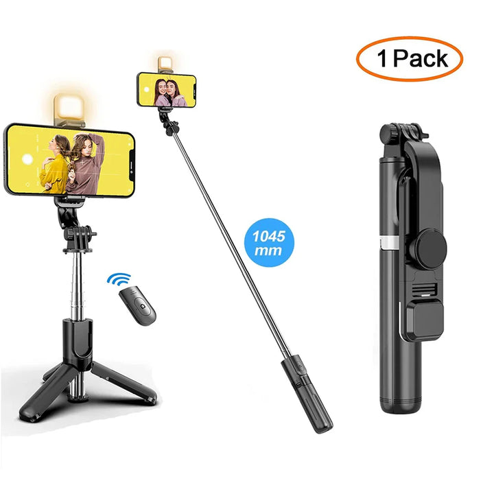 Skanto | Bluetooth Selfie Stick Stativ med Fylllys