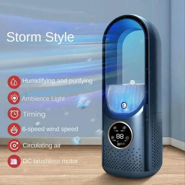 Skanto | AeroCool Breeze Bladeless Vifte 2025 | 6 Hastigheter | Stille Luftkjøler & Fuktighetsgiver | USB Tilkobling | For Kontor & Hjem