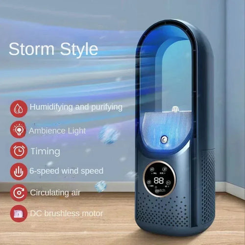 Skanto | AeroCool Breeze Bladeless Vifte 2025 | 6 Hastigheter | Stille Luftkjøler & Fuktighetsgiver | USB Tilkobling | For Kontor & Hjem