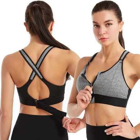 Skanto | Justerbar Zip-Front Sports-BH med undertråd støtte og push-up design