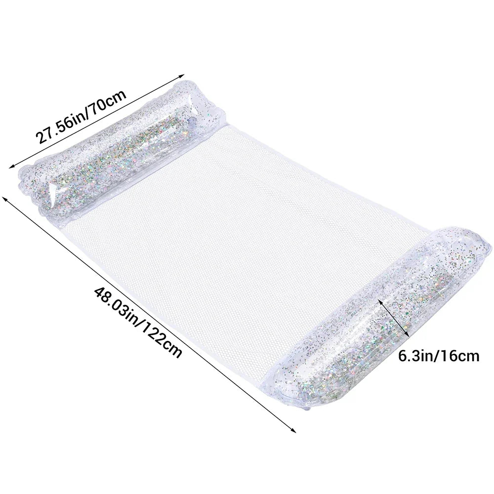 Norvo | AQUAVIVA Oppblåsbar Vann Hengekøye | 130×70 cm | Foldbar Basseng Lounger med Ryggstøtte | Svømme Seng for Basseng, Strand & Ferie