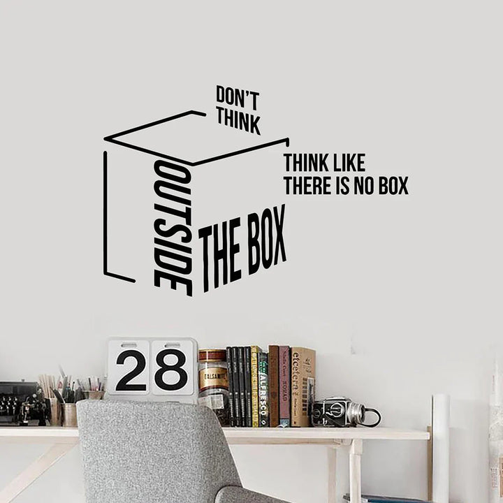 Alternative Think Outside the Box Wall Decal Motivational Quote For Office Idea Wall Stickers Removable Mural For Inspiring Creative Thinking | Skanto