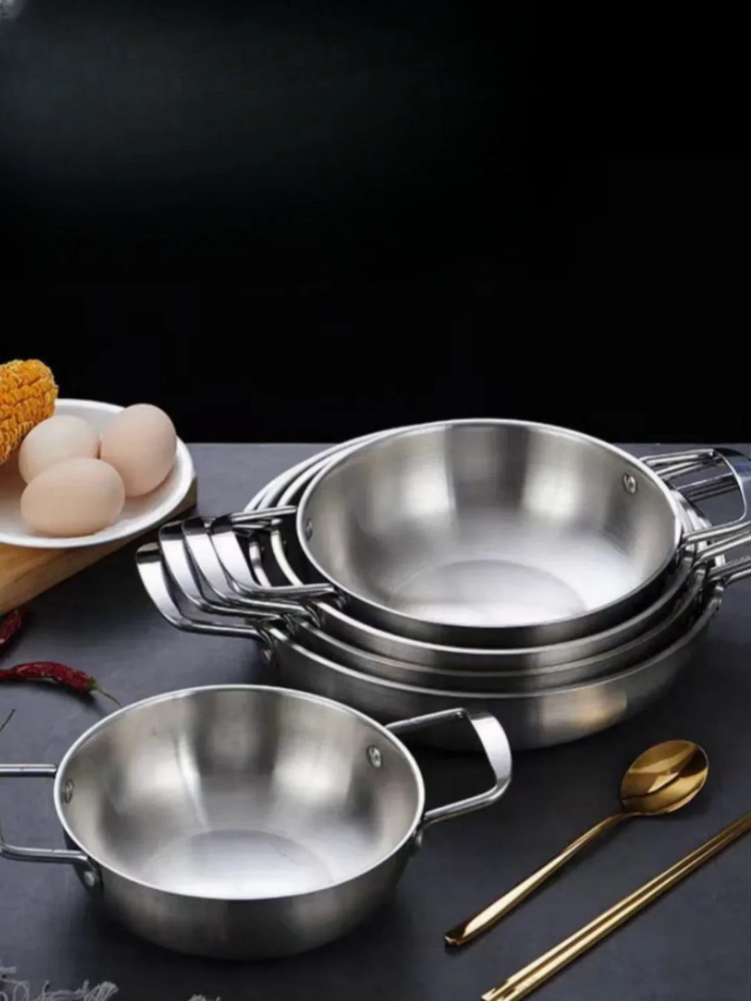GastroPan – Rustfritt Stål Saus- og Paella-panne med Håndtak Skanto