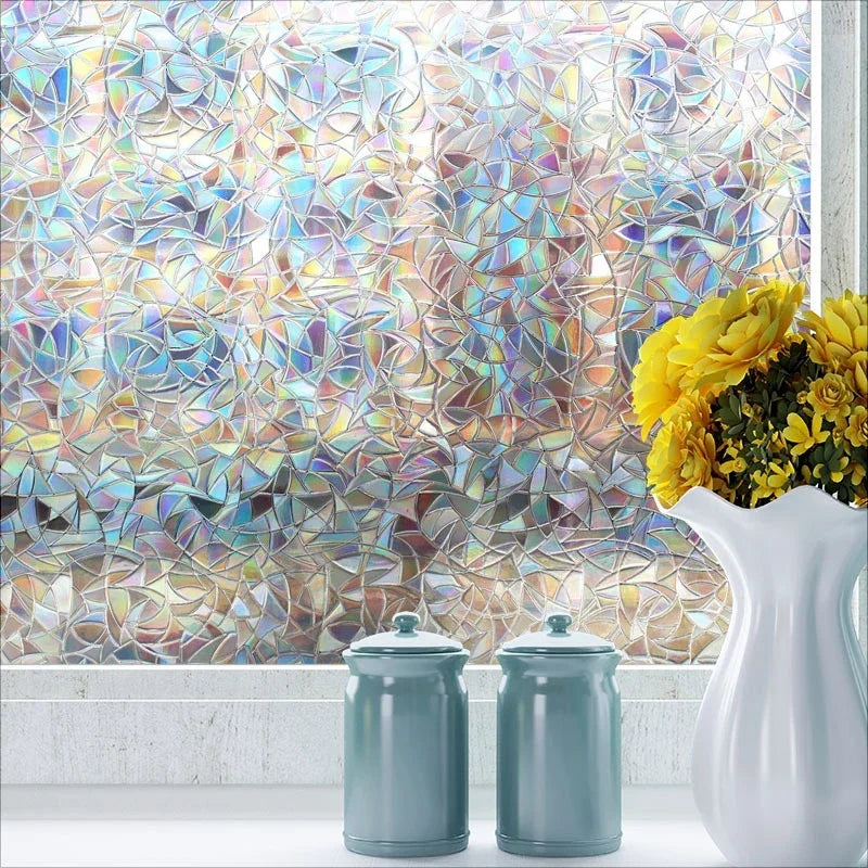 Skanto | 3D Buntglasvindu folie - Dekorativ vinylklistremerke for glassvinduer med statisk feste - Fenetre Buntglasvindu dekor