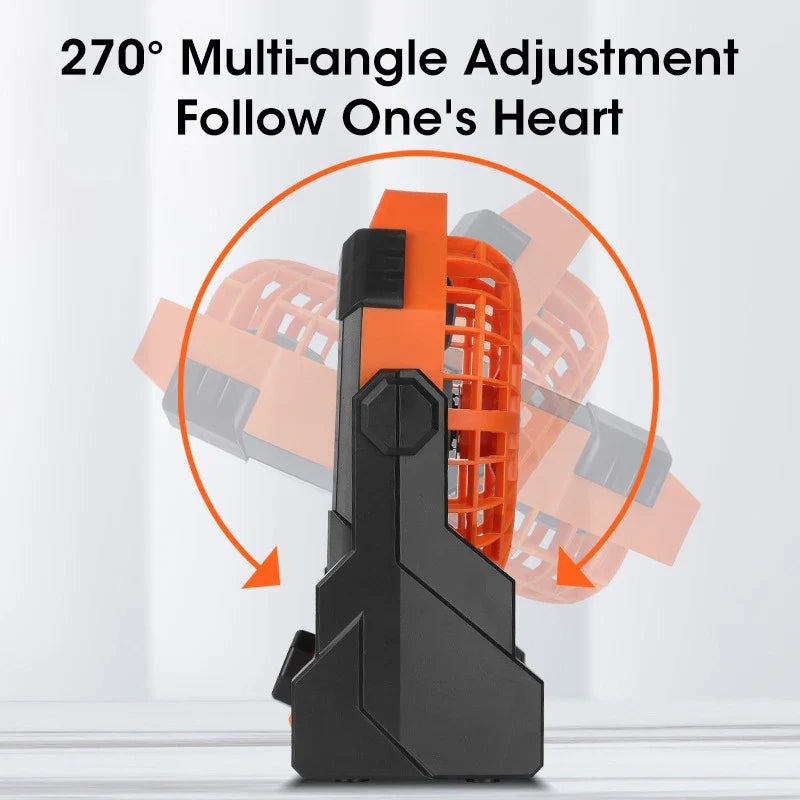 Norvo | Campora BreezeLight | 2-i-1 Campingvifte med LED-lanterne | 7800 mAh batteri | 270° roterbar | USB-ladbar | For telt, utendørs og reise