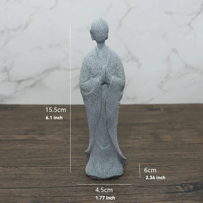 Skanto | Buddha Stein Statue Liten Buddhiste Munker Tibetansk Buddhisme Figurer Zen Hage Ornament Meditasjon Hjem Akvarium Dekorasjon