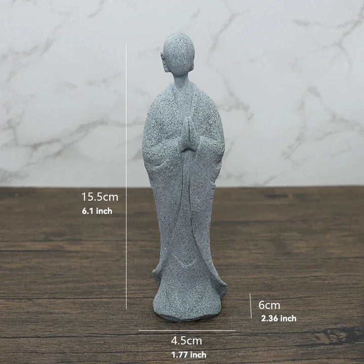 Skanto | Buddha Stein Statue Liten Buddhiste Munker Tibetansk Buddhisme Figurer Zen Hage Ornament Meditasjon Hjem Akvarium Dekorasjon