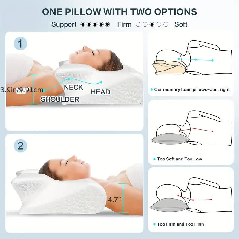 SleepEase Butterfly Minne Skumpute – Ergonomisk Støtte for Side- og Ryggsovere Skanto
