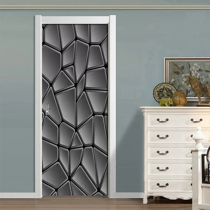 Modern Abstract Pearl Geometric Door Sticker Mural Removable PVC Vinyl Peel N Stick Wall Art Mural Sticker for Indoor Doors Creative DIY Home Deco | Skanto