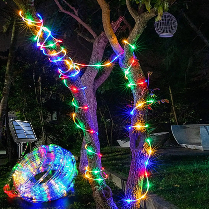 Skanto | LumiSolar Lyskede Utendørs | 7–32 m | Soldrevet & vanntett | 8 lysmoduser | Jul, Hage & Fest