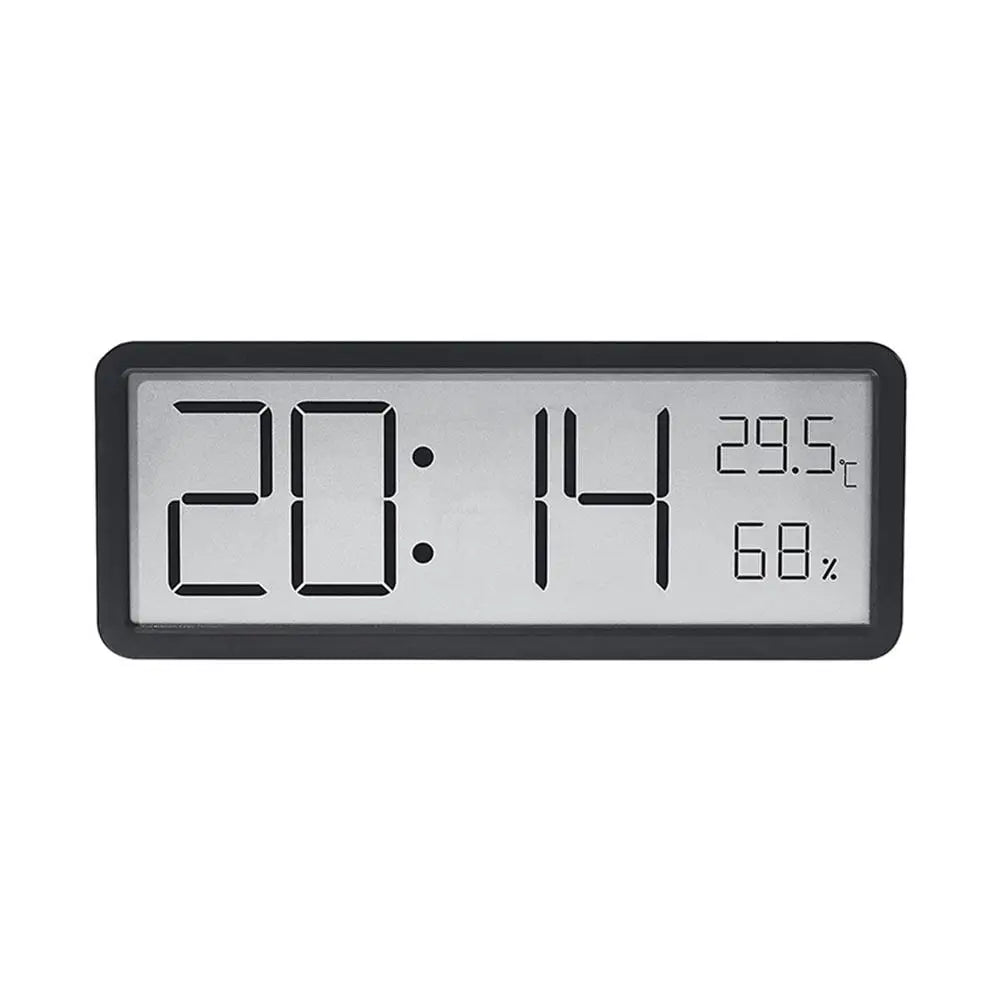 Stor digital veggklokke med temperatur- og fuktighetsdisplay – Perfekt for stue, soverom og kontor | Skanto