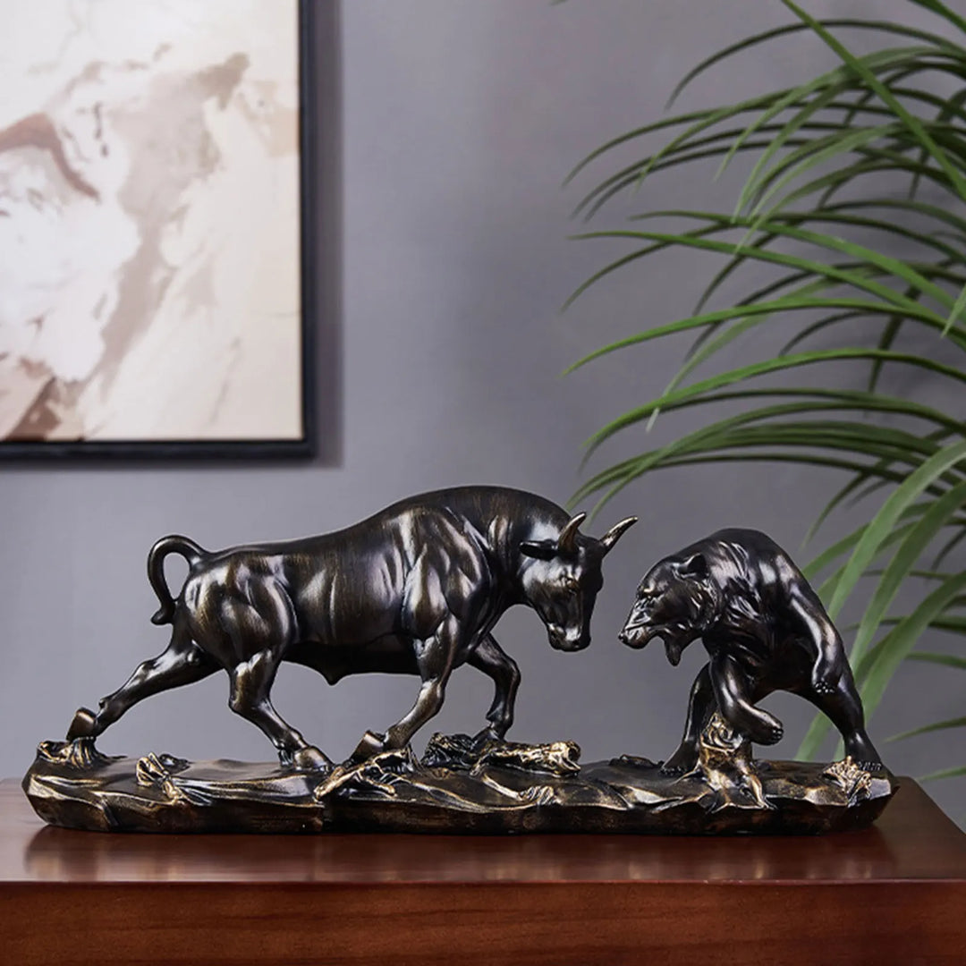 Skanto | Feng Shui Bjørn og Okse Statue, Okse Figur, Samling Kuh Skulpturer Dyr