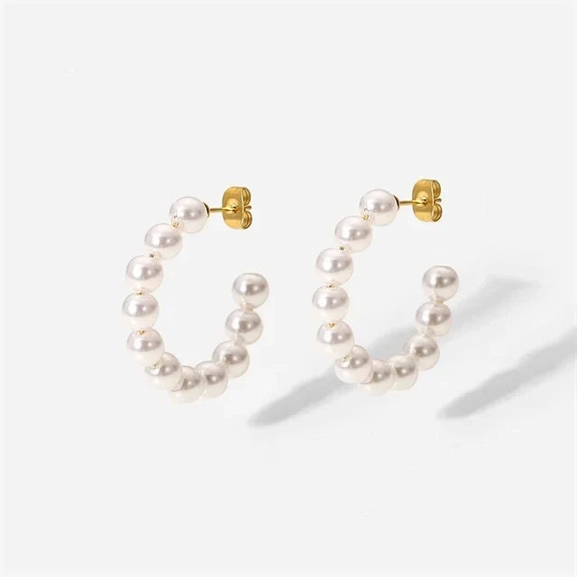 Skanto | Elegant C Hoop Perle Øredobber