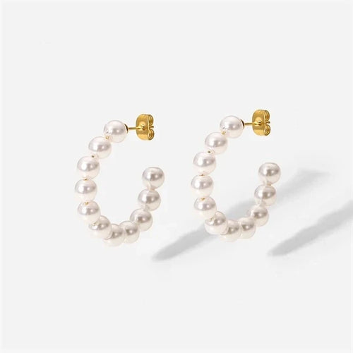 Skanto | Elegant C Hoop Perle Øredobber