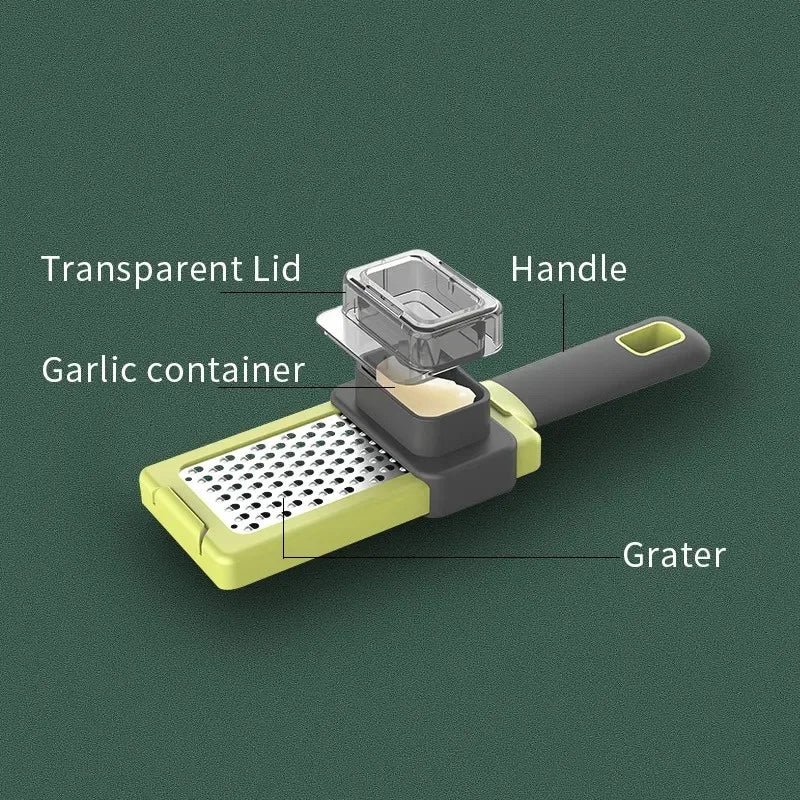 Norvo | ZESTIRO Hvitløk-Ingefær Rivejern | Manuell Rustfritt Stål Presse | Ergonomisk Hakker for Løk, Hvitløk & Ingefær | Rutsjefri & Effektiv