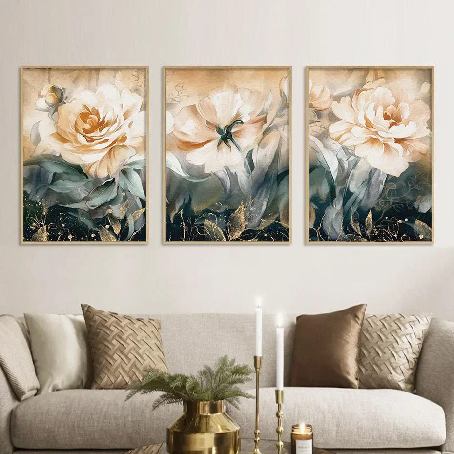 Serene Pastel Petals Floral Abstract Wall Art Fine Art Canvas Print Modern Botanical Pictures For Living Room Dining Room Art Decor | Skanto