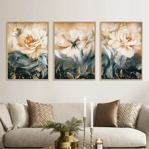 Serene Pastel Petals Floral Abstract Wall Art Fine Art Canvas Print Modern Botanical Pictures For Living Room Dining Room Art Decor | Skanto