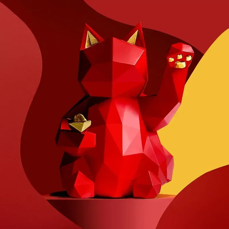Nordic Minimalisme Geometri Lykke Katt Statuer | Skanto