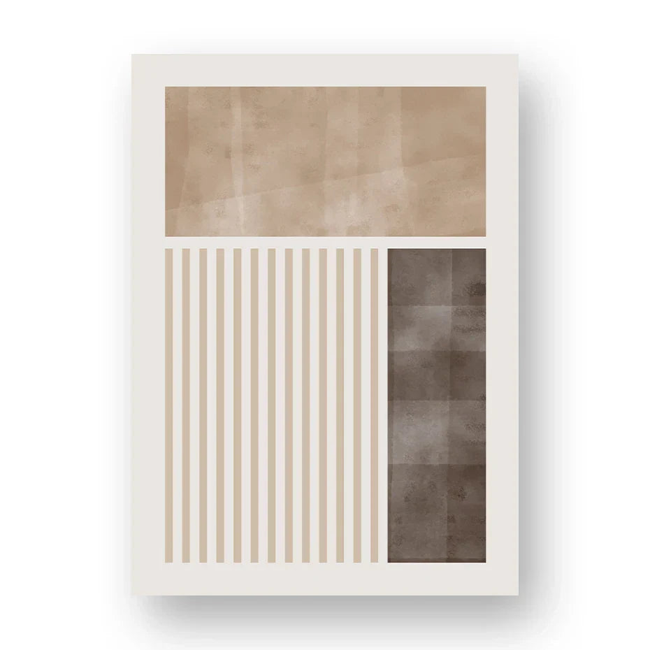 Brown Beige Color Block Geometric Wall Art Fine Art Canvas Prints Abstract Minimalist Pictures for Modern Living Room Bedroom Art Decor | Skanto