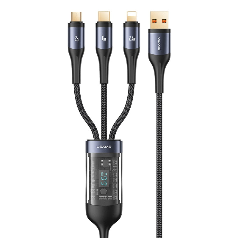 Skanto | 3i1 Digital Skjerm Hurtiglading Universell Lader Kabel