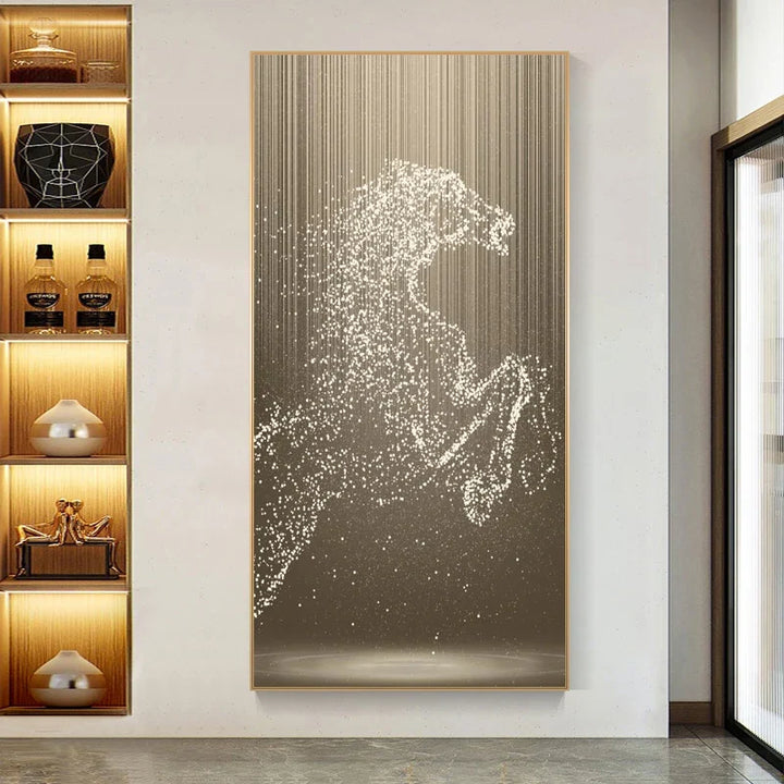 Minimalist Abstract Light Splash Horse Wall Art Fine Art Canvas Prints Equestrian Pictures for Modern Living Room Entryway Foyer Art Decor | Skanto