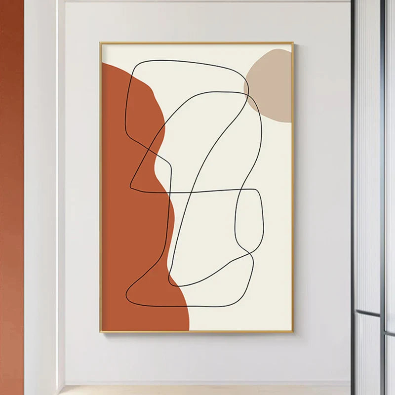 Modern Abstract Earthy Tones Geometric Wall Art Fine Art Canvas Prints Pictures for Living Room Dining Room Modern Home Decor | Skanto