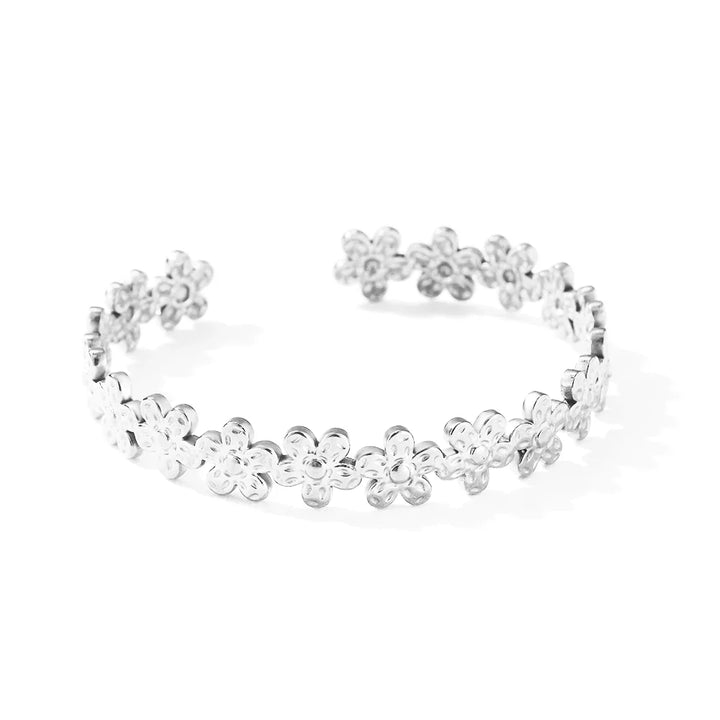 Skanto | Teksturert Blomster Bangle Cuff Armbånd
