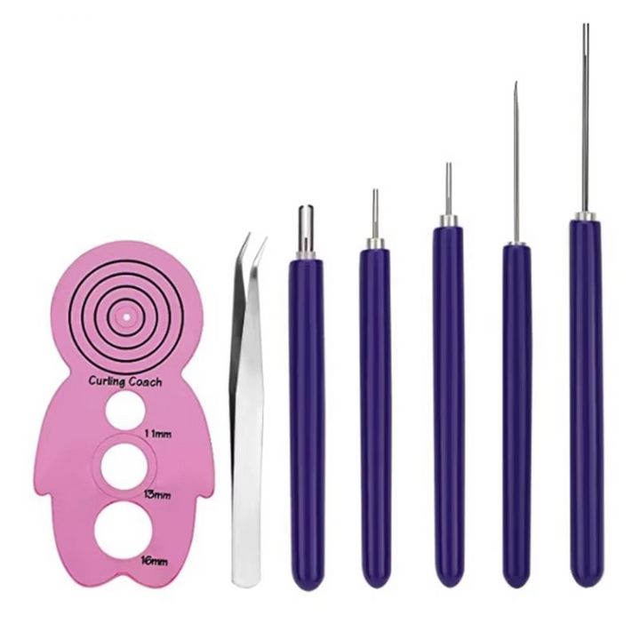 Skanto | Quilling Paper Tool Set with Spalter Pen, Tweezers, Needle Plates, and Craft Accessories – 7, 6, or 12 Piece Kit
