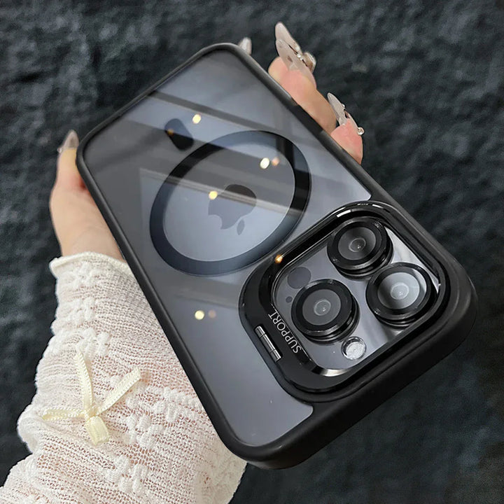 Skanto | Magnetisk Sjokkbestandig Magsafe Mobildeksel Stativ Glass Linsebeskytter Deksel