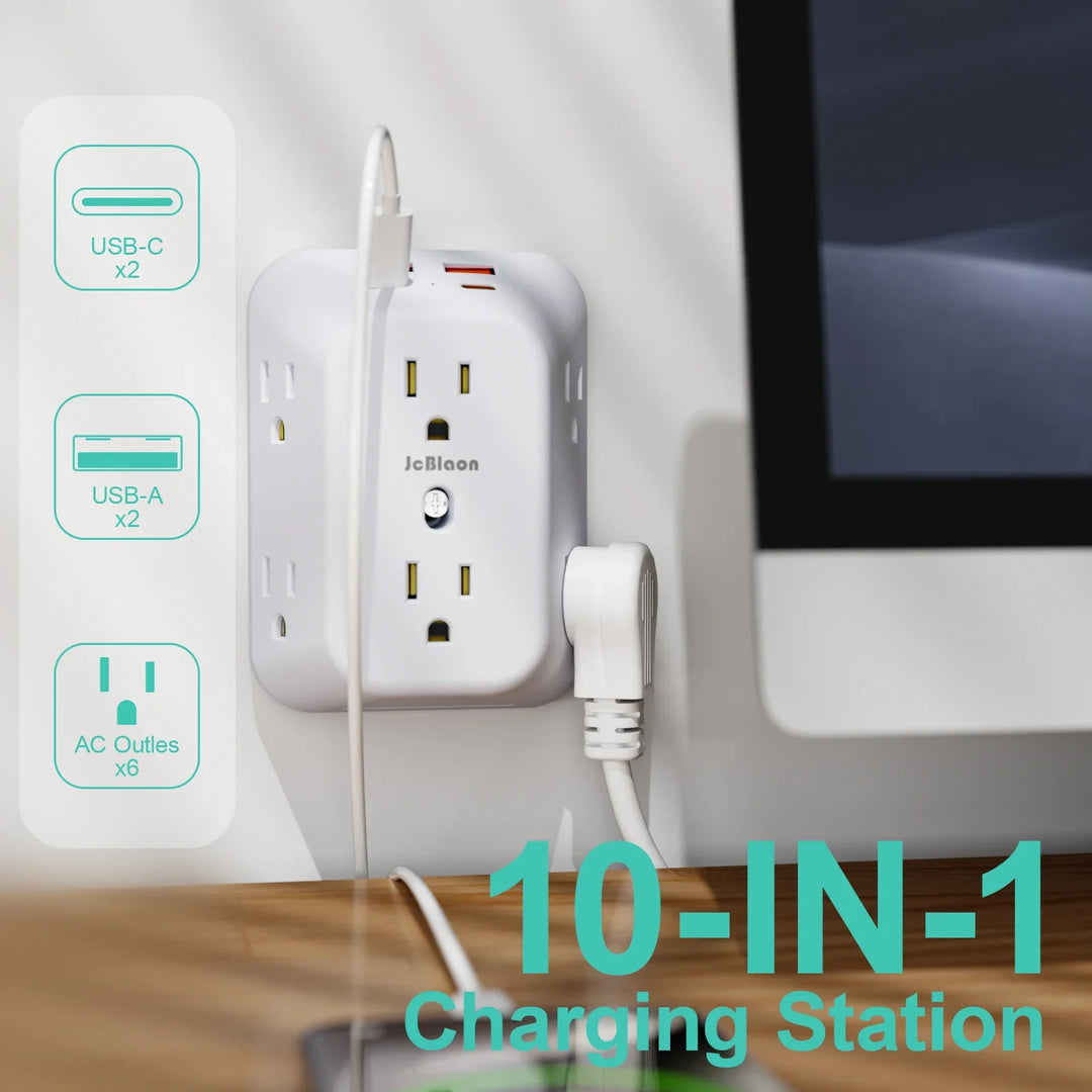 Skanto | 10-i-1 Veggkontakt Strømhub