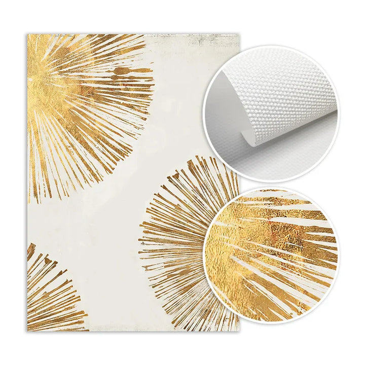 Golden Radial Circular Abstract Wall Art Fine Art Canvas Prints Posters Pictures For Living Dining Bedroom Art Decor | Skanto