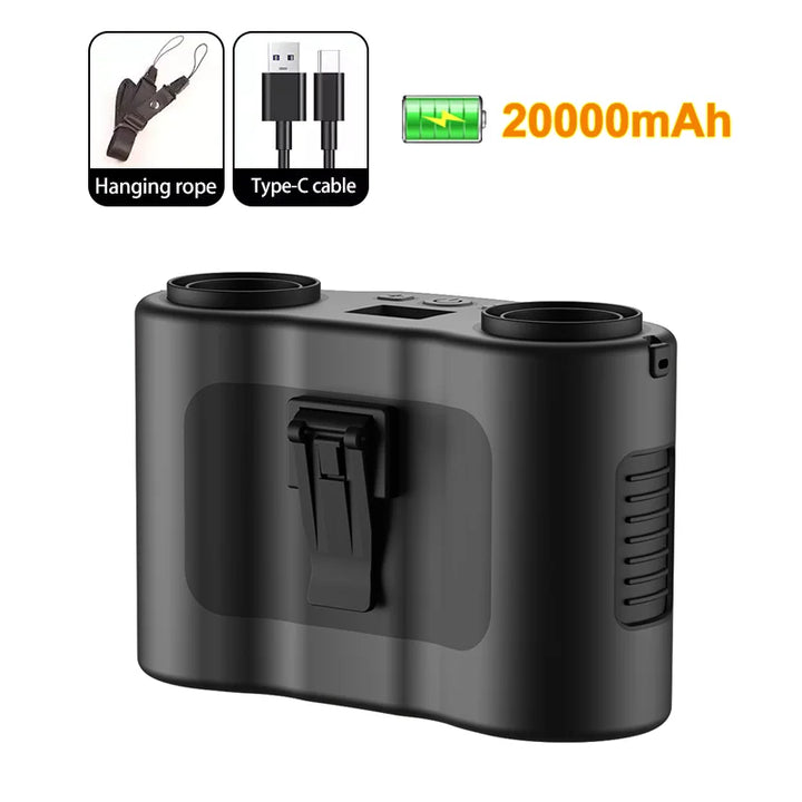 Skanto | Bærbar midje-klipsvifte med dual luftuttak & 20 000 mAh batteri – BreezeMate