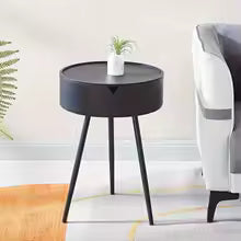 Skanto | Rund Plast Sidebord med Oppbevaringsplass og Mobil Design