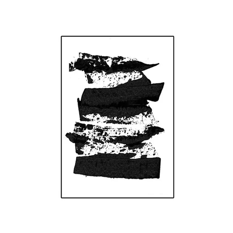 Black White Wall Art Minimalist Abstract Ink Brushstroke Fine Art Canvas Prints Posters Pictures For Living Room Home Office Art Decor | Skanto