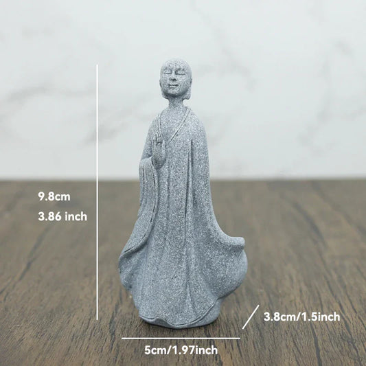 Norvo | Buddha Stein Statue Liten Buddhiste Munker Tibetansk Buddhisme Figurer Zen Hage Ornament Meditasjon Hjem Akvarium Dekorasjon