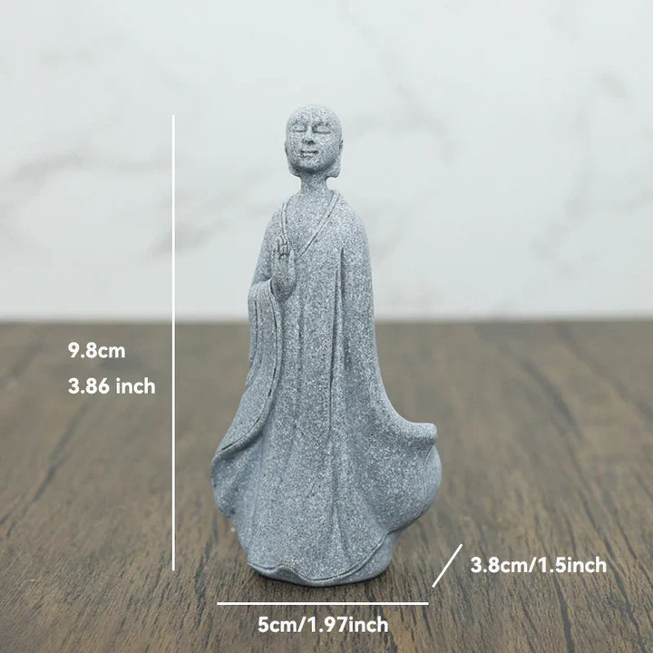 Skanto | Buddha Stein Statue Liten Buddhiste Munker Tibetansk Buddhisme Figurer Zen Hage Ornament Meditasjon Hjem Akvarium Dekorasjon