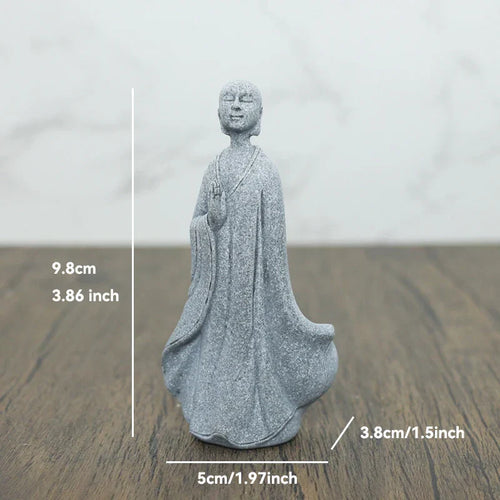 Skanto | Buddha Stein Statue Liten Buddhiste Munker Tibetansk Buddhisme Figurer Zen Hage Ornament Meditasjon Hjem Akvarium Dekorasjon
