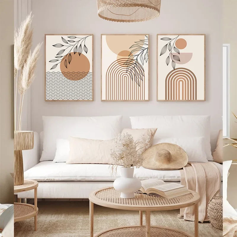 Minimalist Terracotta Sun Abstract Wall Art Fine Art Canvas Print Modern Pictures For Living Room Bedroom Gallery Wall Art Decor | Skanto