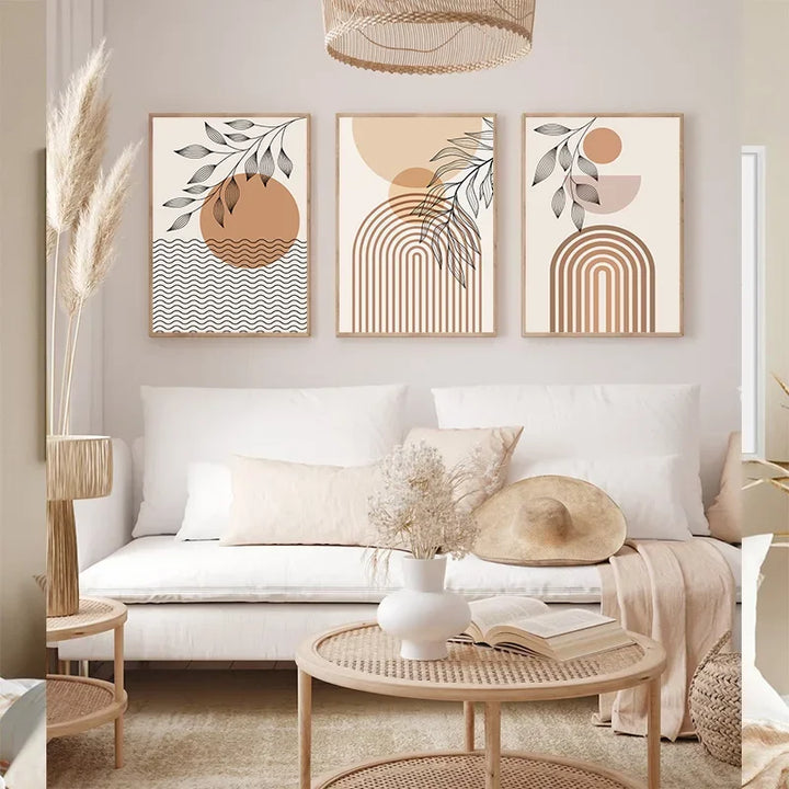 Minimalist Terracotta Sun Abstract Wall Art Fine Art Canvas Print Modern Pictures For Living Room Bedroom Gallery Wall Art Decor | Skanto