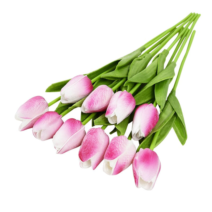 Skanto | Kunstig Blomsterbukett med Tulipaner, Dekorasjon (10 Stykker)