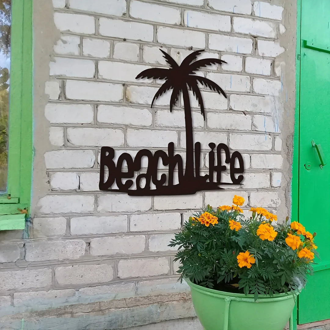 Beach Life Coconut Tree Metal Wall Art 3D Decoration for Living Room Bedroom Home Office Wall Decor | Skanto