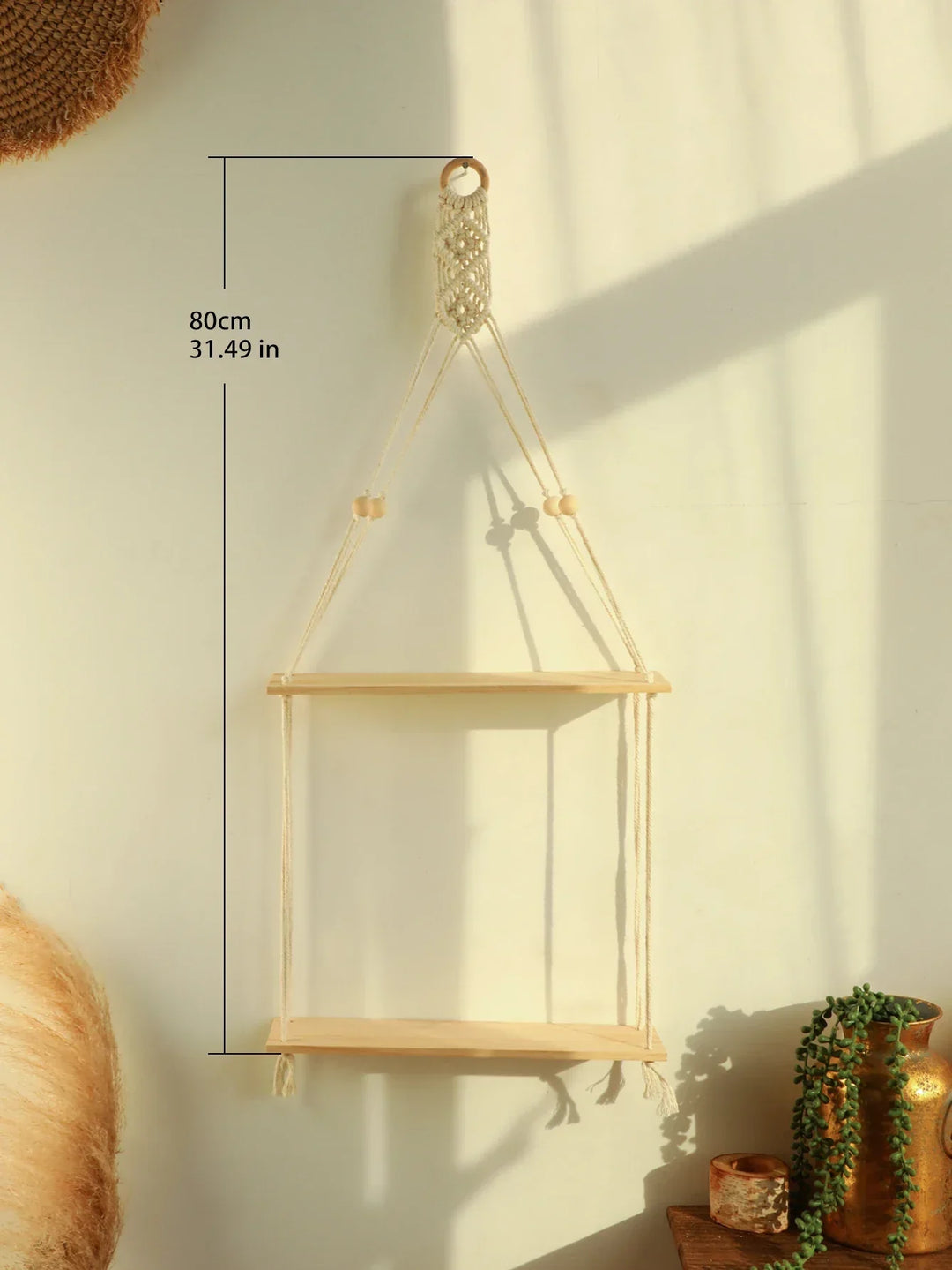 Skanto | Vegghylle – Tre – Hengehyller – Boho hjemmeinnredning – Romdekorasjon
