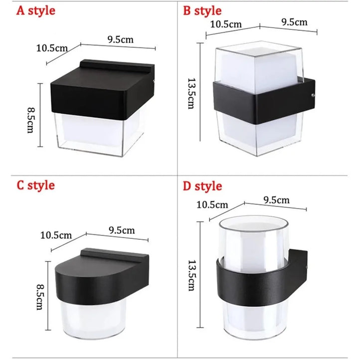 Skanto | AuroBeam LED utendørs vegglampe | Vanntett IP65 | Moderne design for balkong, hage og inngang | 9W / 18W