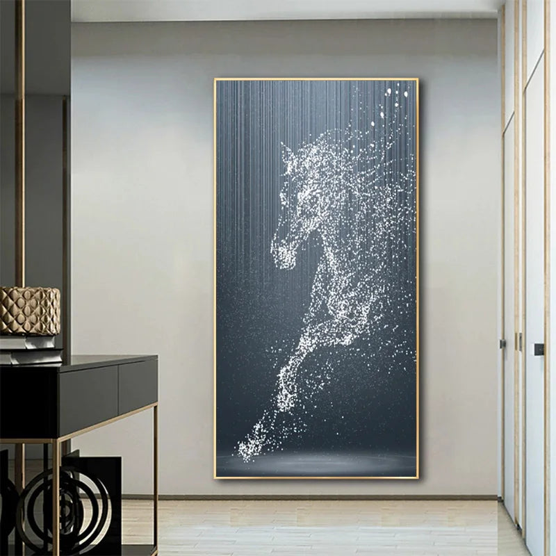 Minimalist Abstract Light Splash Horse Wall Art Fine Art Canvas Prints Equestrian Pictures for Modern Living Room Entryway Foyer Art Decor | Skanto