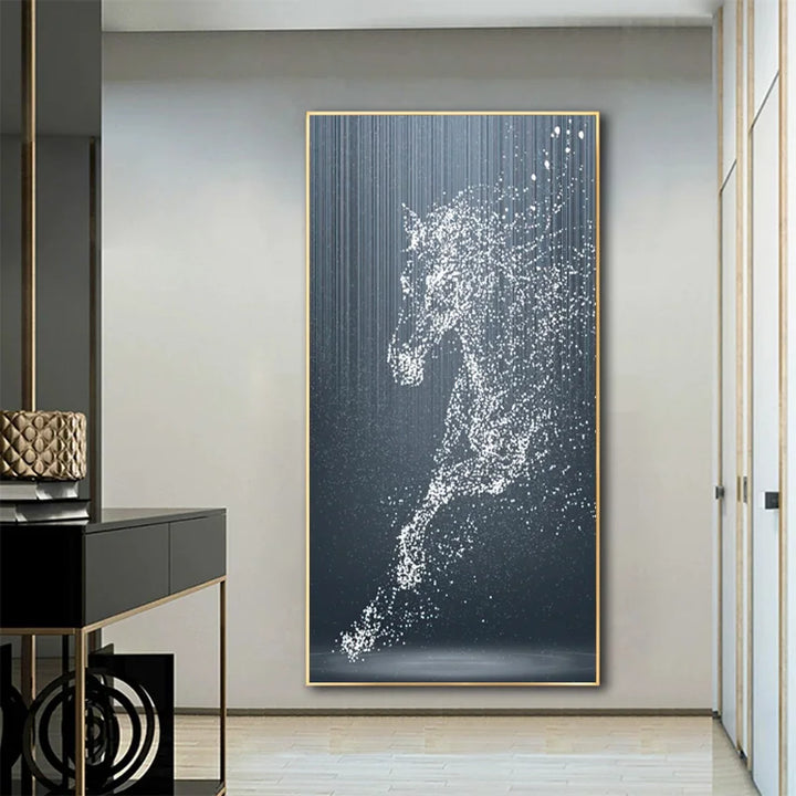 Minimalist Abstract Light Splash Horse Wall Art Fine Art Canvas Prints Equestrian Pictures for Modern Living Room Entryway Foyer Art Decor | Skanto