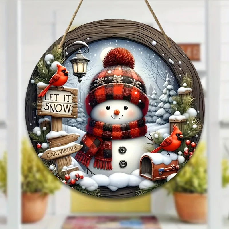Skanto | CrystalSnow | Julekrans laget av akryl | Snømann & vinterdesign | Vegg- & dørdekorasjon Ø 20 cm