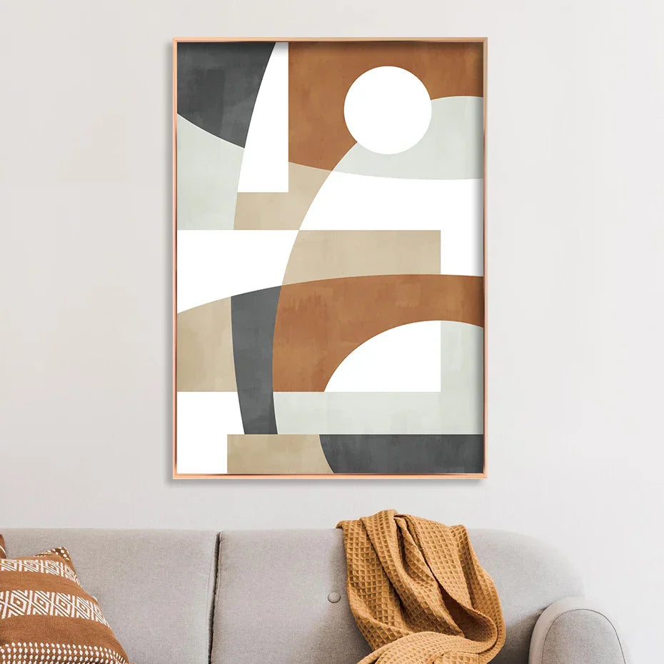 Geometric Abstract Color Block Wall Art Fine Art Canvas Prints Neutral Colors Pictures for Living Room Dining Room Home Office Decor | Skanto
