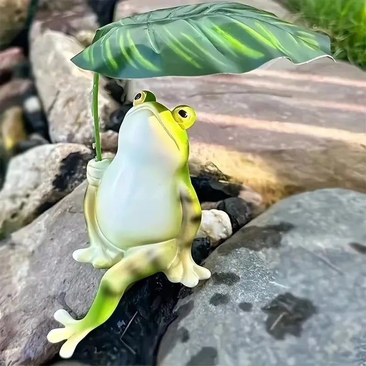 Skanto | Frosk på lotusblad figur for akvarium hagedekorasjon og balkongdekorasjon
